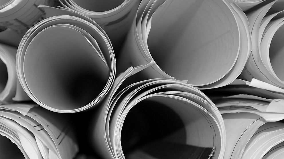 Close up of rolls of paper, end on.