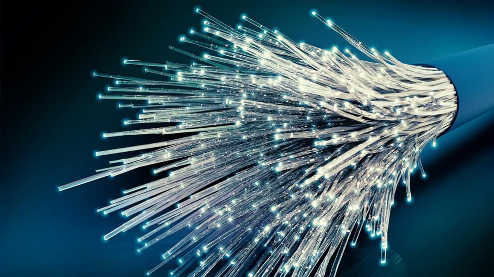 High speed connection white fibre optic cable