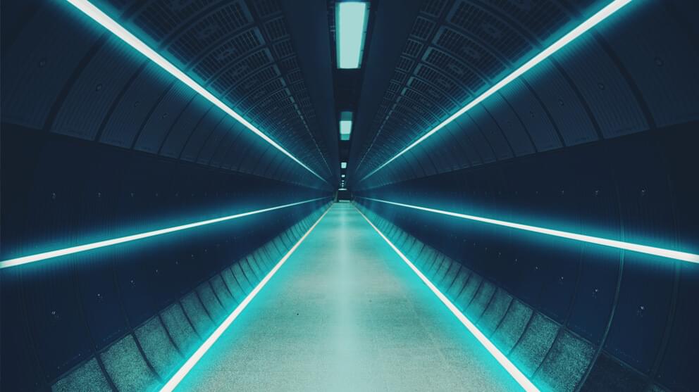 Tunnel with vanishing point and leon lights
