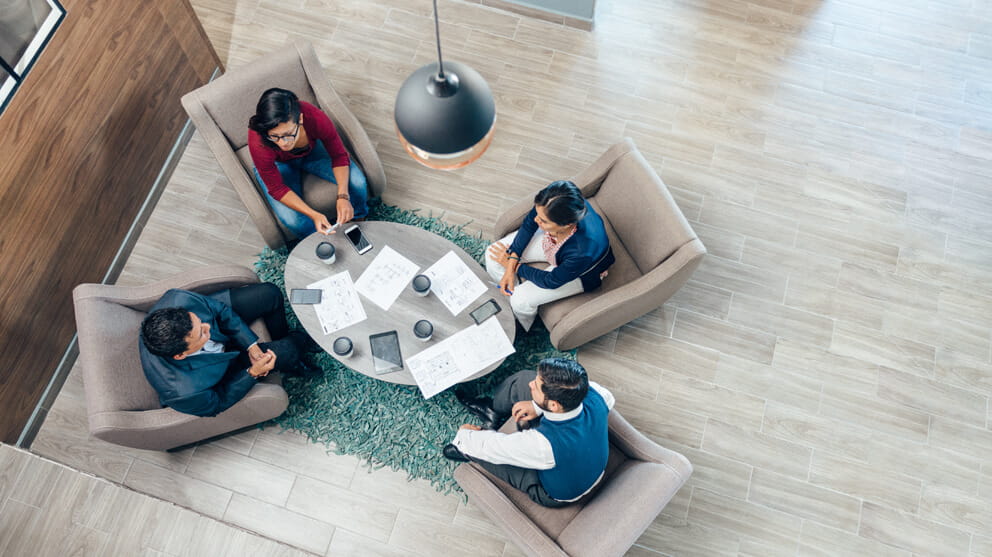 business meeting viewed from above