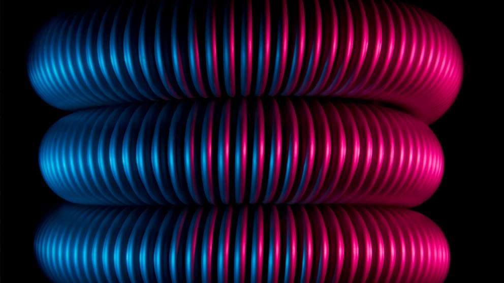 Blue and pink tube on black background